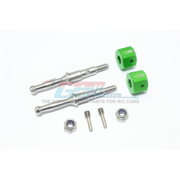 STAINLESS STEEL REAR WHEEL SHAFT W. ALUMINUM HEX ADAPTER (+2MM)--T3023SR/+2MM