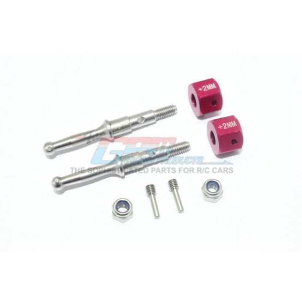 STAINLESS STEEL REAR WHEEL SHAFT W. ALUMINUM HEX ADAPTER (+2MM)--T3023SR/+2MM