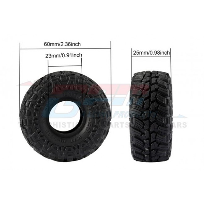 TRAXXAS TRX4M WIDEN 1.0 INCH HIGH ADHESIVE CRAWLER RUBBER TIRES 60MM x 25MM WITH FOAM INSERTS--TRX4MZSP1213