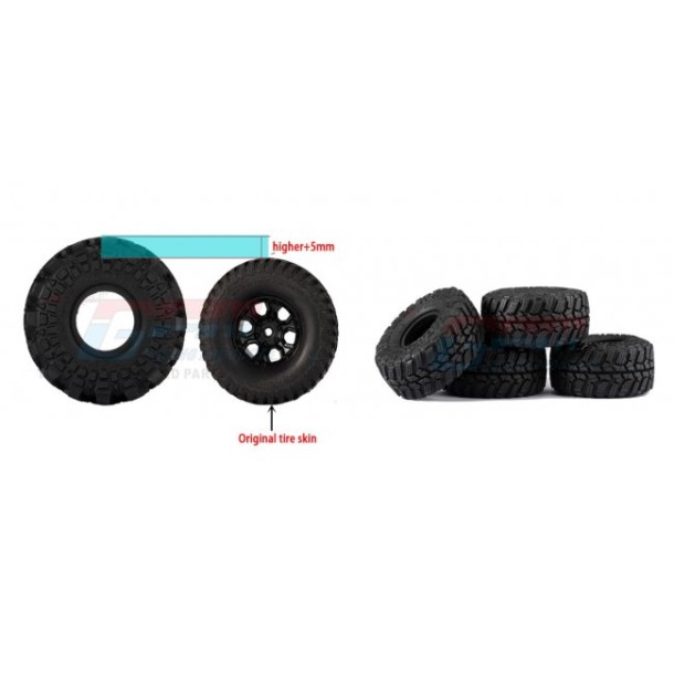 TRAXXAS TRX4M WIDEN 1.0 INCH HIGH ADHESIVE CRAWLER RUBBER TIRES 60MM x 25MM WITH FOAM INSERTS--TRX4MZSP1213