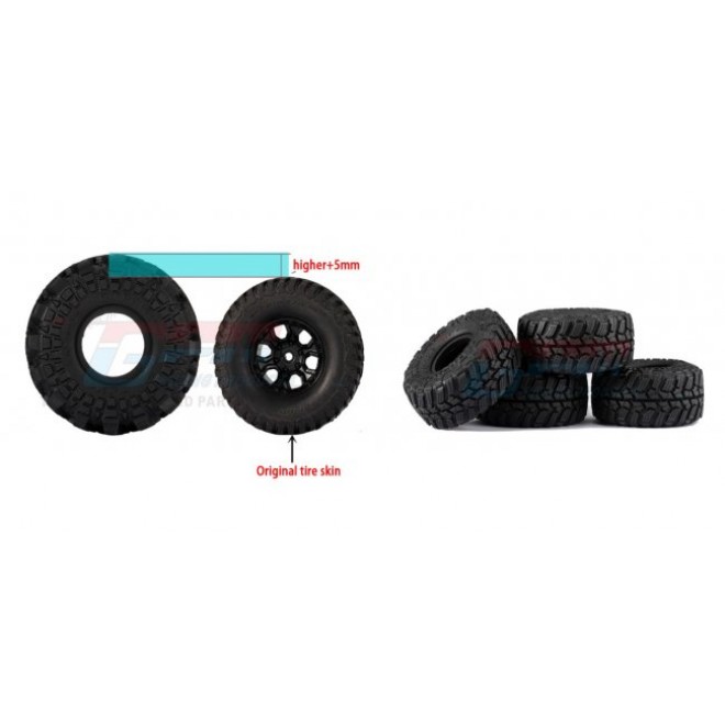 TRAXXAS TRX4M WIDEN 1.0 INCH HIGH ADHESIVE CRAWLER RUBBER TIRES 60MM x 25MM WITH FOAM INSERTS--TRX4MZSP1213