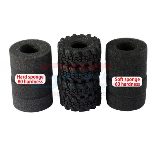 TRAXXAS TRX4M WIDEN 1.0 INCH HIGH ADHESIVE CRAWLER RUBBER TIRES 60MM x 25MM WITH FOAM INSERTS--TRX4MZSP1214