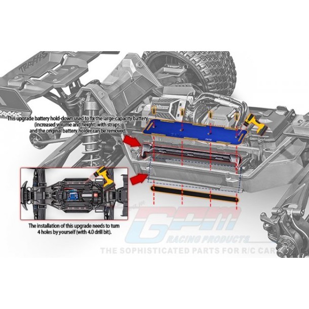 ALUMINUM 7075-T6 BATTERY HOLD-DOWN SET--XRT0126