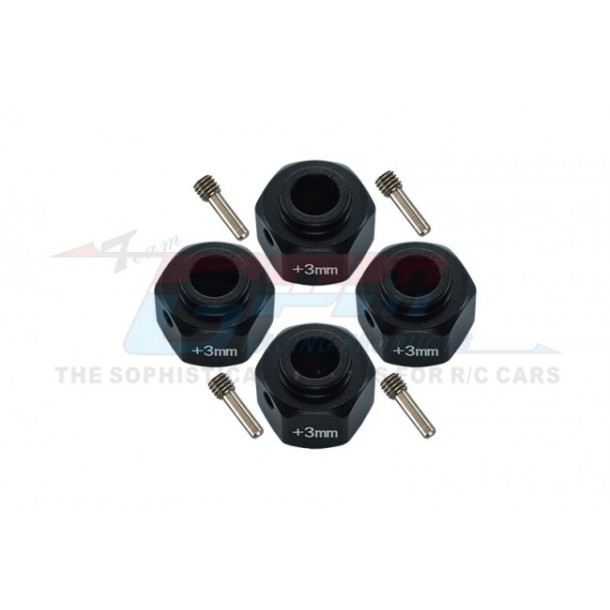 ALUMINUM WHEEL HEX ADAPTERS +3MM--SCX3010/+3M