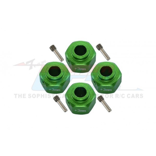 ALUMINUM WHEEL HEX ADAPTERS +3MM--SCX3010/+3M