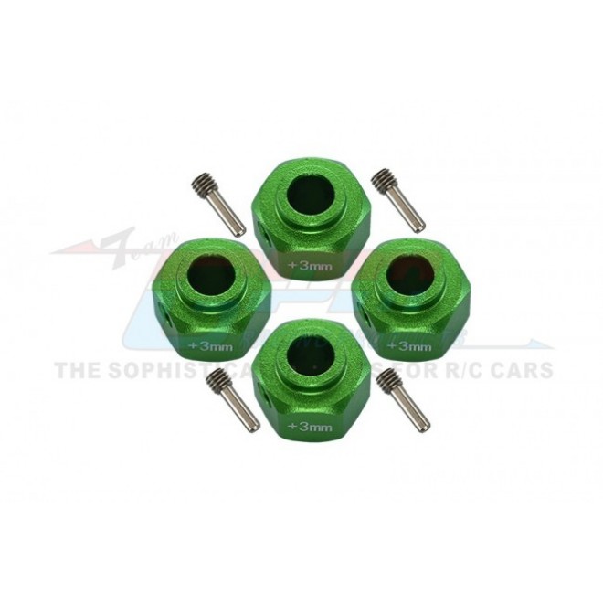 ALUMINUM WHEEL HEX ADAPTERS +3MM--SCX3010/+3M