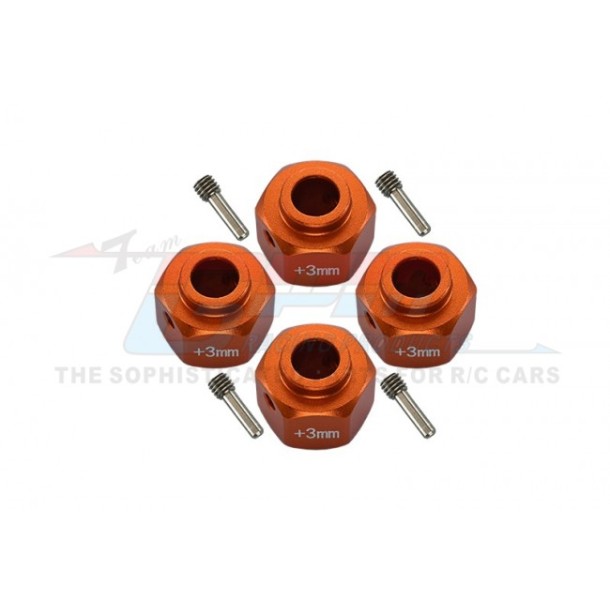 ALUMINUM WHEEL HEX ADAPTERS +3MM--SCX3010/+3M