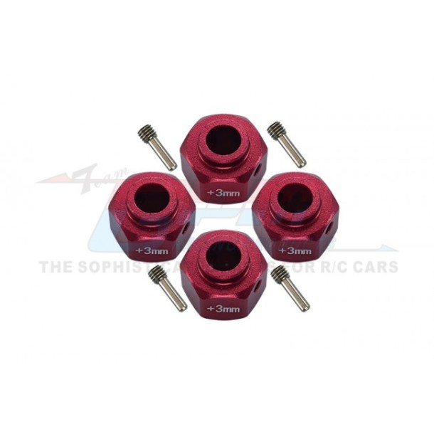 ALUMINUM WHEEL HEX ADAPTERS +3MM--SCX3010/+3M