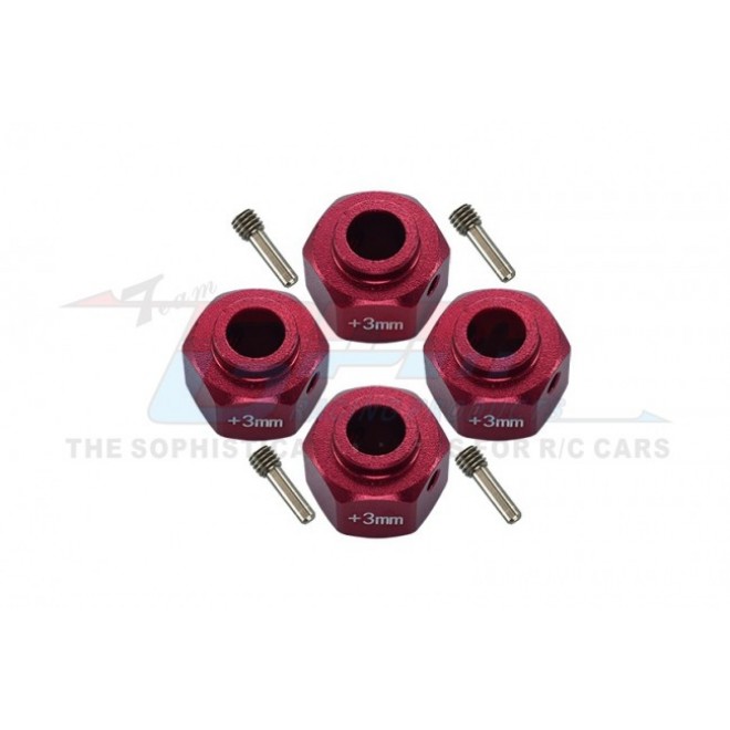 ALUMINUM WHEEL HEX ADAPTERS +3MM--SCX3010/+3M