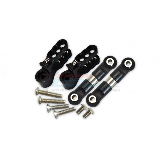 ALUMINUM SERVO HORN WITH STAINLESS STEEL ADJUSTABLE STEERING LINK -8PC SET--ER216025S