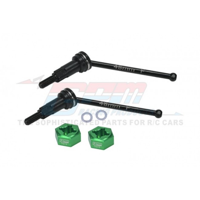 4140 MEDIUM CARBON STEEL FRONT / REAR CVD DRIVE SHAFTS WITH ALUMINUM 7075 WHEEL HEX--MGG048F/RS